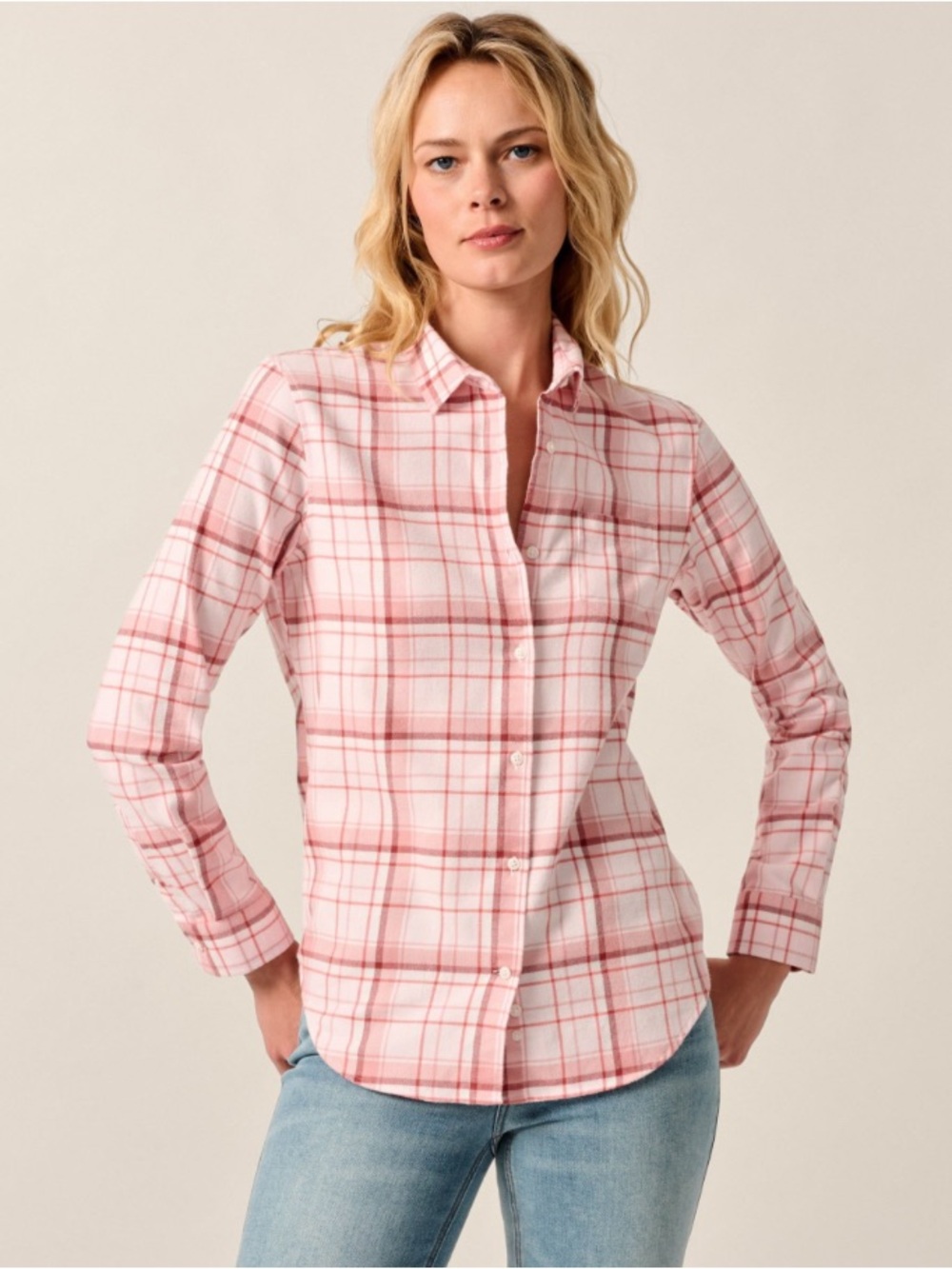 Johnnie-o Jayne Ash Rose Women's Plaid Button-Down Shirt, size Medium , NWT